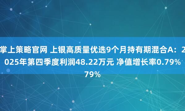 掌上策略官网 上银高质量优选9个月持有期混合A：2025年第四季度利润48.22万元 净值增长率0.79%
